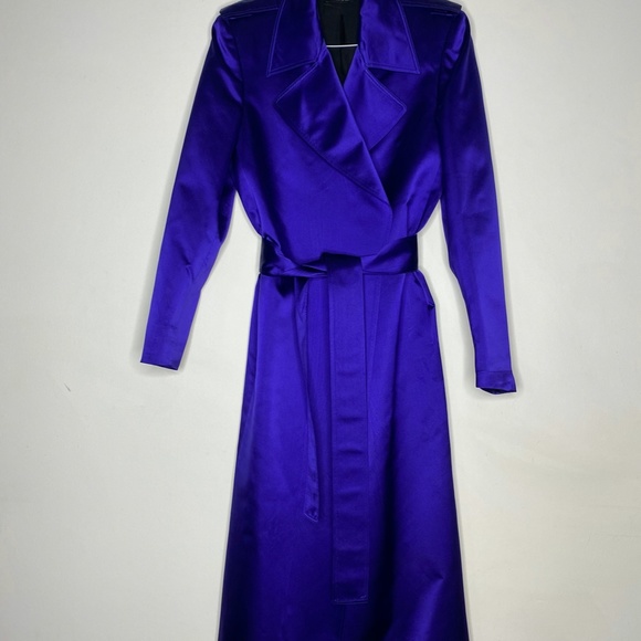 TOM FORD for GUCCI Indigo Blue Satin Trench Coat - Picture 8 of 13